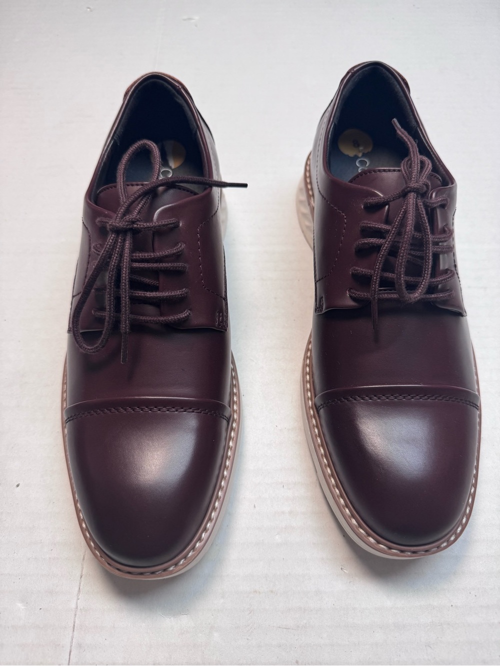Calvin Klein Cap Toe Smooth Faux Leather Yuzo Casual Shoes In Brown Size: 8